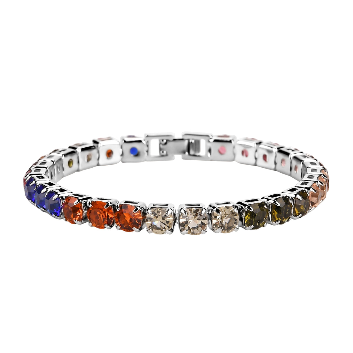 2 Piece Set - Austrian Multi Colour Crystal Bracelet (Size 7.5) &amp; Bracelet Buddy 70.00 Ct. V32517462 5