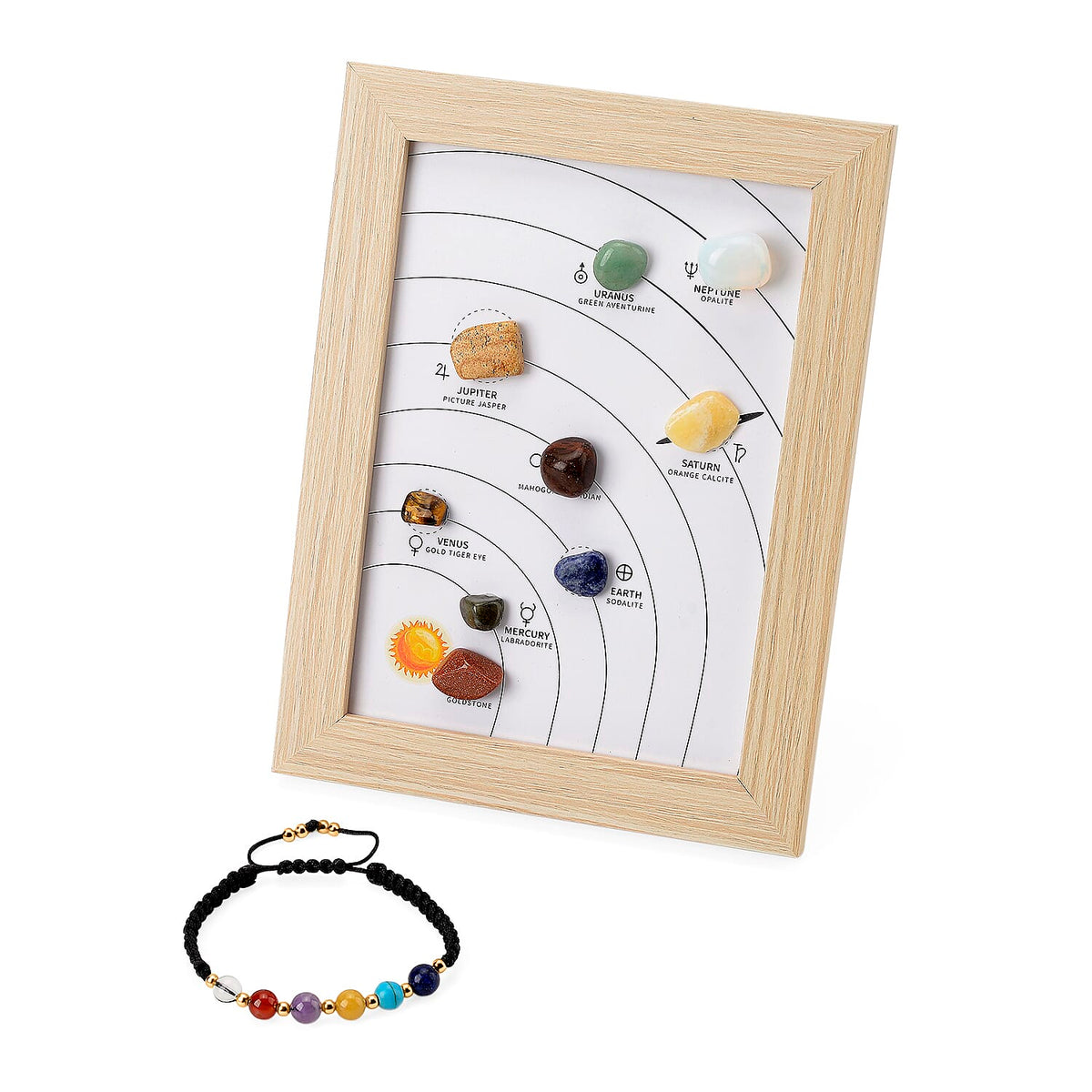 Tucson Find- 2 Piece Set - Framed Multi Gemstone and Seven Chakra Gemstone Bracelet (Size 7.5 Stretchable) 150.00 Ct. 4393115 0