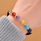 Tucson Find- 2 Piece Set - Framed Multi Gemstone and Seven Chakra Gemstone Bracelet (Size 7.5 Stretchable) 150.00 Ct._4393115_1