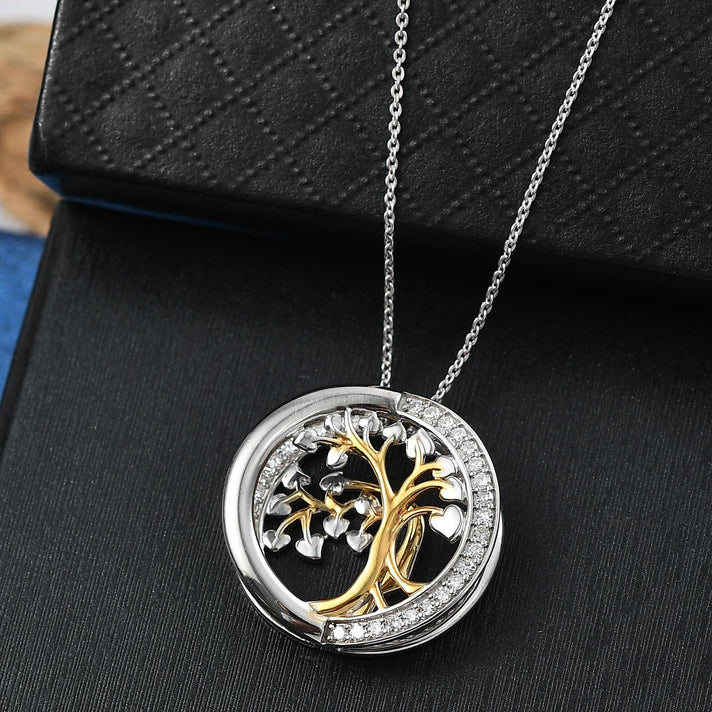 LUXURIANT SI/GH Lab Grown Diamond Tree of Life Pendant with Chain (Size 20) in 18K Vermeil Yellow Gold Plated and Rhodium Overlay Sterling Silver (0.50 Ct) 4393326 2