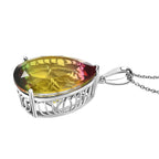 D'joy Rainbow Genesis Quartz Sunbeam Oasis Pendant with Chain (Size 20) in Rhodium Overlay Sterling Silver 52.01 Ct, Silver Wt. 8.41_4395356_3