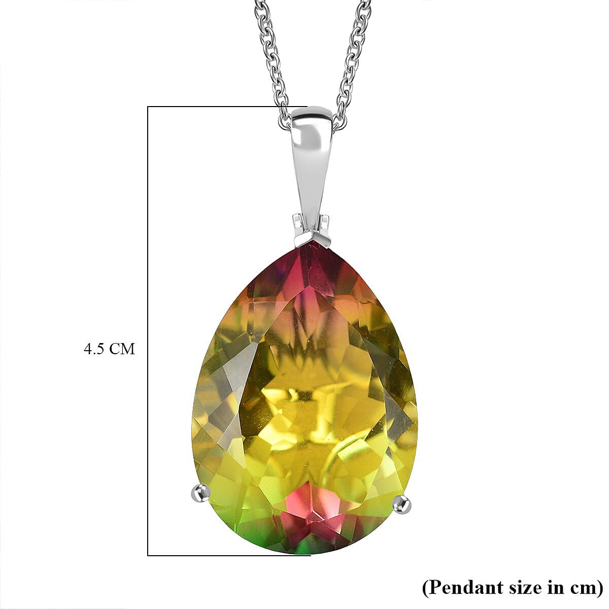 D'joy Rainbow Genesis Quartz Sunbeam Oasis Pendant with Chain (Size 20) in Rhodium Overlay Sterling Silver 52.01 Ct, Silver Wt. 8.41 V32611443 6