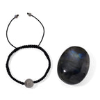 Tuscon Find- 2 Piece Set - Labradorite Palm Stone and Bracelet (Adjustable) 315.00 Ct._4395780