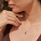 Royal Bali Collection - D'Joy African Amethyst & Natural Zircon Halo Pendant with Chain (Size - 20) in Platinum Overlay Sterling Silver_4400801_5