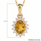 Royal Bali Collection - D'Joy Citrine and Natural Zircon Halo Pendant with Chain (Size - 20) in 18K Vermeil Yellow Gold Plated Sterling Silver 1.00 Ct._4400804_6