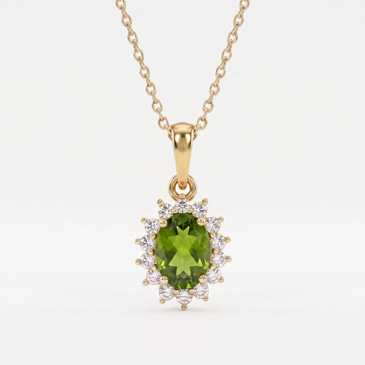 D'Joy - Rainbow Moonstone & Natural Zircon Halo Pendant with Chain (Size - 20) in 18K Vermeil Yellow Gold Plated Sterling Silver 1.00 Ct
