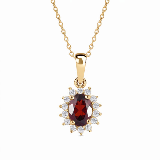 D'Joy - Rainbow Moonstone & Natural Zircon Halo Pendant with Chain (Size - 20) in 18K Vermeil Yellow Gold Plated Sterling Silver 1.00 Ct