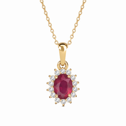 Royal Bali Collection - D'Joy Masoala Sapphire & Natural Cambodian Zircon Halo Pendant with Chain (Size - 20) with Lobster Clasp in 18K Vermeil Yellow Gold Plated Sterling Silver 1.38 Ct.
