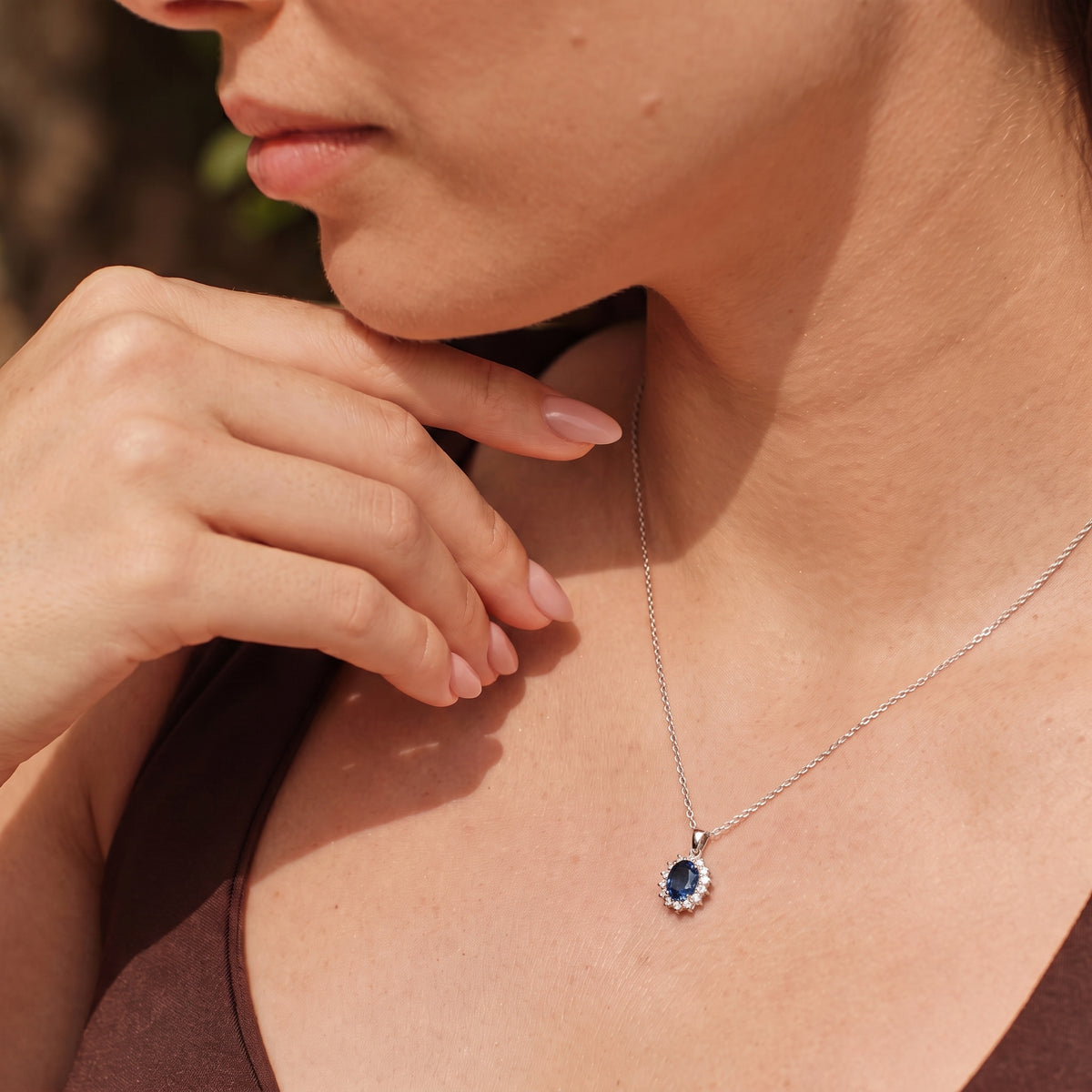 Masoala Sapphire September Birthstone and Natural Zircon Pendant with Chain (Size 20)  in Platinum Overlay Sterling Silver 4400814 5