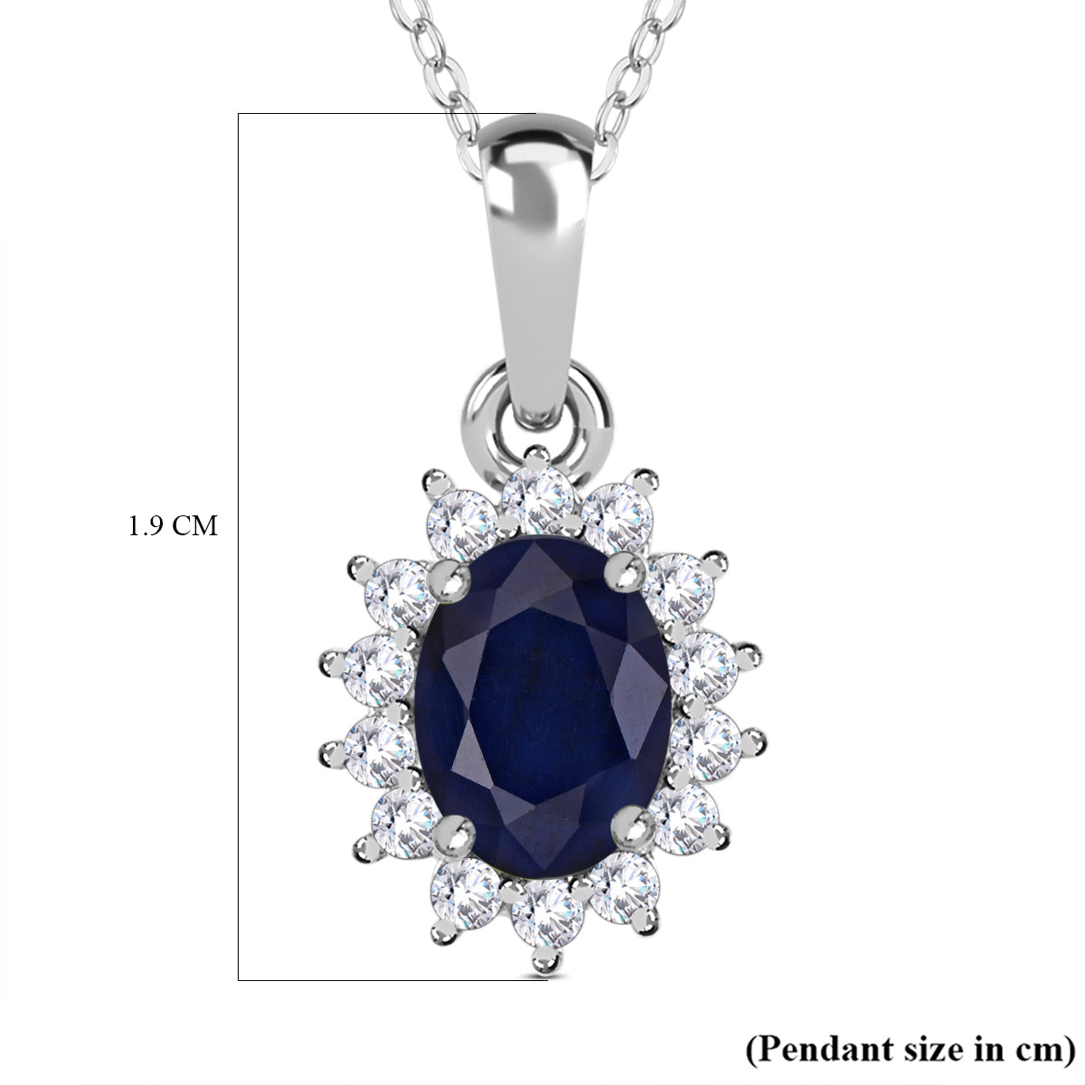Masoala Sapphire September Birthstone and Natural Zircon Pendant with Chain (Size 20)  in Platinum Overlay Sterling Silver 4400814 6
