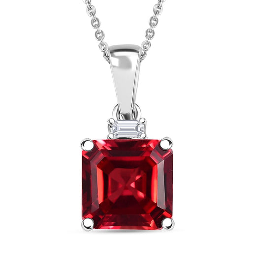 Luxuriant 9K White Gold - AGI Certified AAA Lab Grown Padparadscha Sapphire & Lab Grown Diamond (VS-E-F) Solitaire Pendant with Chain (Size 18) 3.52 Ct.
