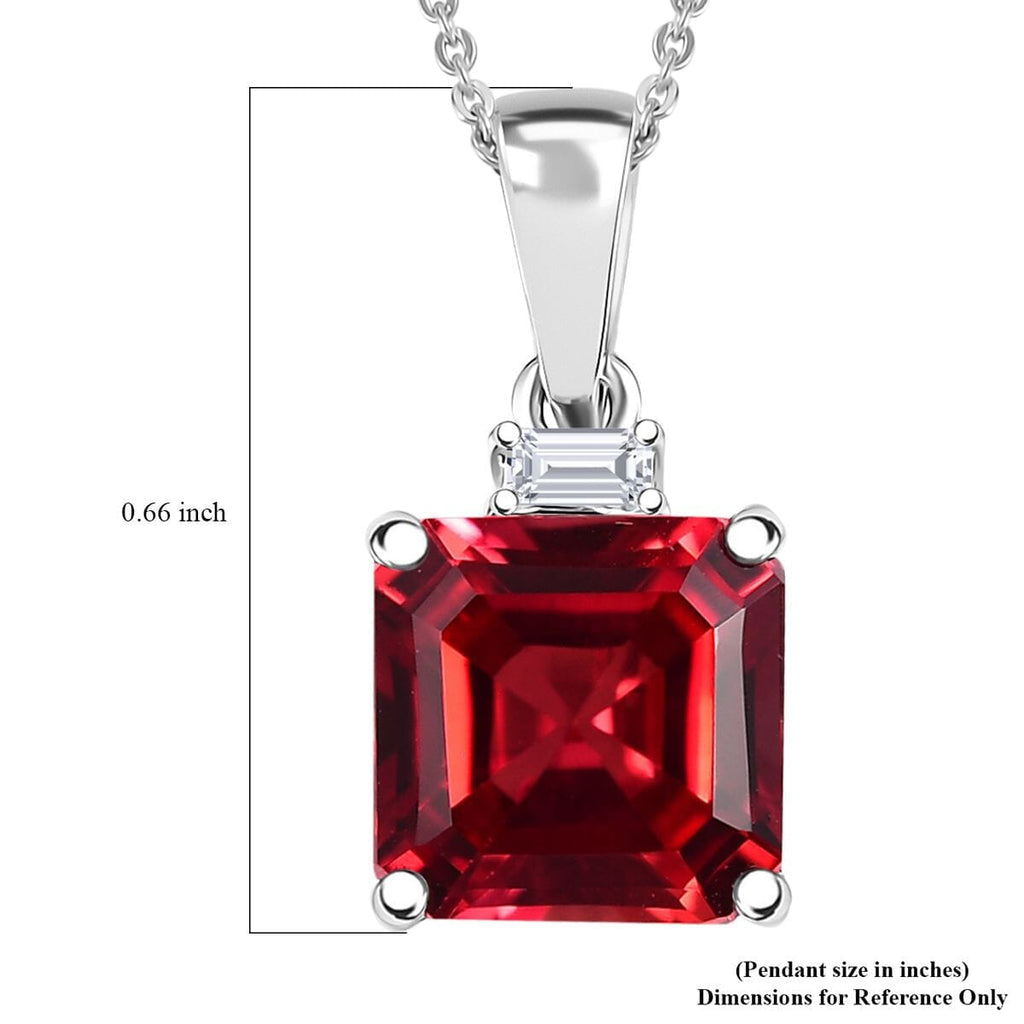 Luxuriant 9K White Gold - AGI Certified AAA Lab Grown Padparadscha Sapphire & Lab Grown Diamond (VS/E-F) Solitaire Pendant with Chain (Size 18) 3.52 Ct._4406720_5
