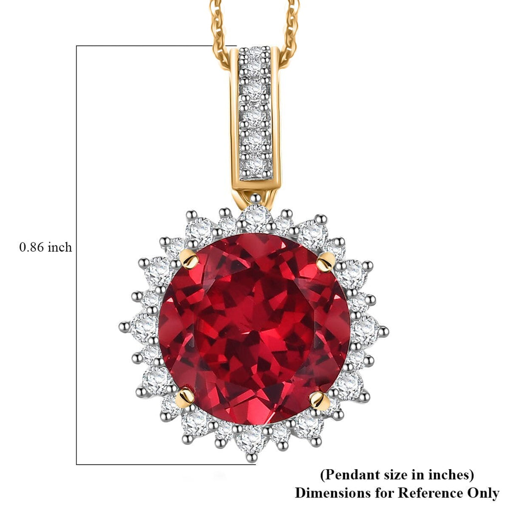 Luxuriant 9K Yellow Gold AGI Certified Lab Grown Padparadscha Sapphire & (VS/E-F) Lab Grown Diamond Pendant with Chain (Size - 8) 5.50 Ct._4406723_5