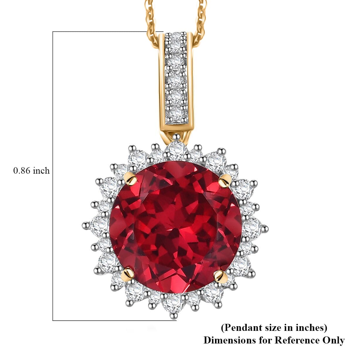 Luxuriant AGI Certified 5.5 Ct. Lab Grown Padparadscha Sapphire , Lab Grown Diamond VS/E-F Pendant with Chain (Size - 8) in 9K Yellow Gold 4406723 5