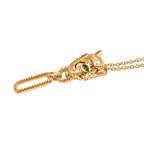 Designer Inspired - EverTrue - Natural Chrome Diopside Panther Pendant with Chain (Size 20) in Yellow Gold Tone_4412564_3