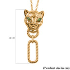 Designer Inspired - EverTrue - Natural Chrome Diopside Panther Pendant with Chain (Size 20) in Yellow Gold Tone_4412564_5