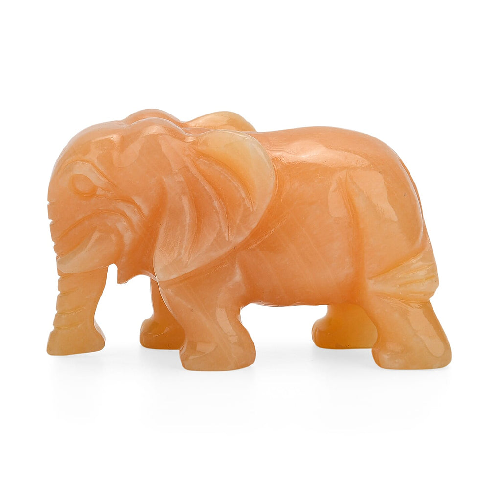 The Carved Treasure Collection - Honey Serpentine Carved Elephant Ornament 3205.00 Ct._4414996_3