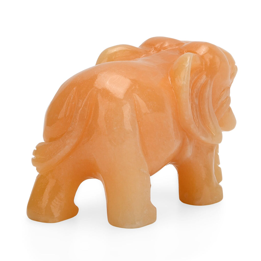 The Carved Treasure Collection - Honey Serpentine Carved Elephant Ornament 3205.00 Ct._4414996_4