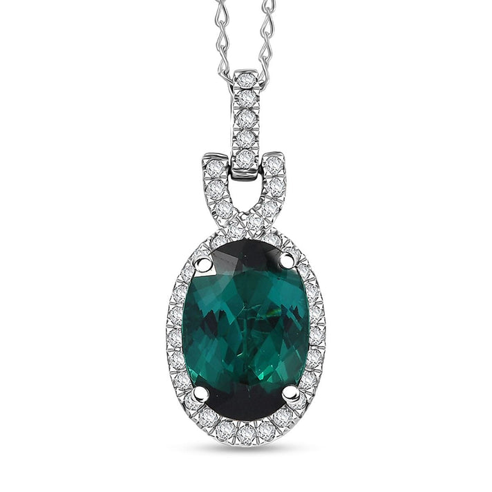 Certified and Appraised Lagoon Tourmaline and  White Diamond Pendant with Chain (Size 20) 0.50ct in 950 Platinum, Platinum Wt. 6.88 Gms  5.500  Ct. 4415783 1
