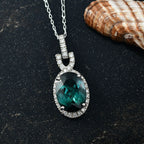 Lagoon Tourmaline  950 Platinum,  White Diamond Pendant with Chain (Size 20) 0.50ct, Platinum Wt. 6.88 Gms  5.500  Ct._4415783_1
