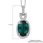 Lagoon Tourmaline  950 Platinum,  White Diamond Pendant with Chain (Size 20) 0.50ct, Platinum Wt. 6.88 Gms  5.500  Ct._4415783_5