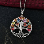 Rainbow Sapphire & Blue Sapphire Tree of Life Pendant with Chain (Size 20) in Rhodium Overlay Sterling Silver 2.11 Ct._4417983_2
