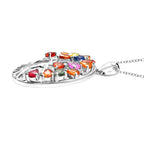 Rainbow Sapphire & Blue Sapphire Tree of Life Pendant with Chain (Size 20) in Rhodium Overlay Sterling Silver 2.11 Ct._4417983_3