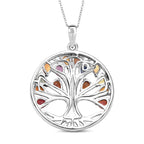 Rainbow Sapphire & Blue Sapphire Tree of Life Pendant with Chain (Size 20) in Rhodium Overlay Sterling Silver 2.11 Ct._4417983_4