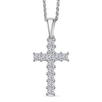 Luxuriant - Lab Grown Diamond (VS/E-F) Cross Pendant with Chain (Size 20) in Rhodium Overlay Sterling Silver_4418489