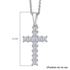 Luxuriant - Lab Grown Diamond (VS/E-F) Cross Pendant with Chain (Size 20) in Rhodium Overlay Sterling Silver_4418489_7