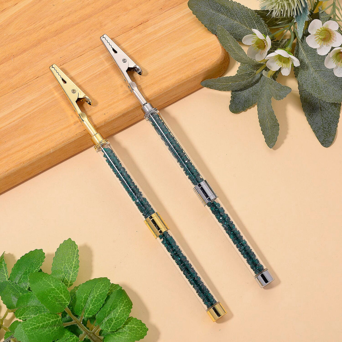 Set of 2 - Austrian Green Crystal Bracelet Buddies in Yellow Gold &amp; Silver Plated 4421663 2