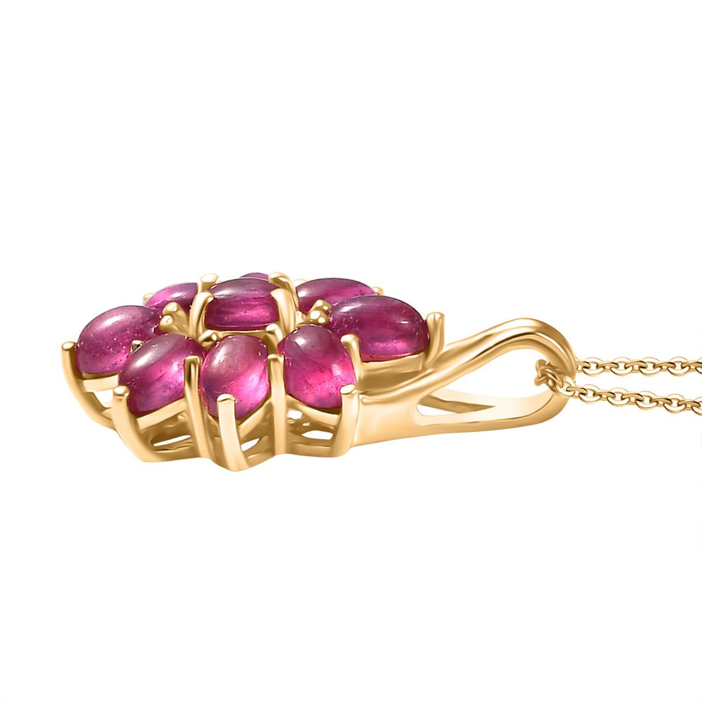 D'Joy Fissure Filled Ruby Floral Pendant with Chain (Size 20) in Yellow Gold Plated Sterling Silver 3.56 Ct._4421938_3