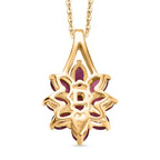 D'Joy Fissure Filled Ruby Floral Pendant with Chain (Size 20) in Yellow Gold Plated Sterling Silver 3.56 Ct._4421938_4