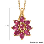 D'Joy Fissure Filled Ruby Floral Pendant with Chain (Size 20) in Yellow Gold Plated Sterling Silver 3.56 Ct._4421938_5