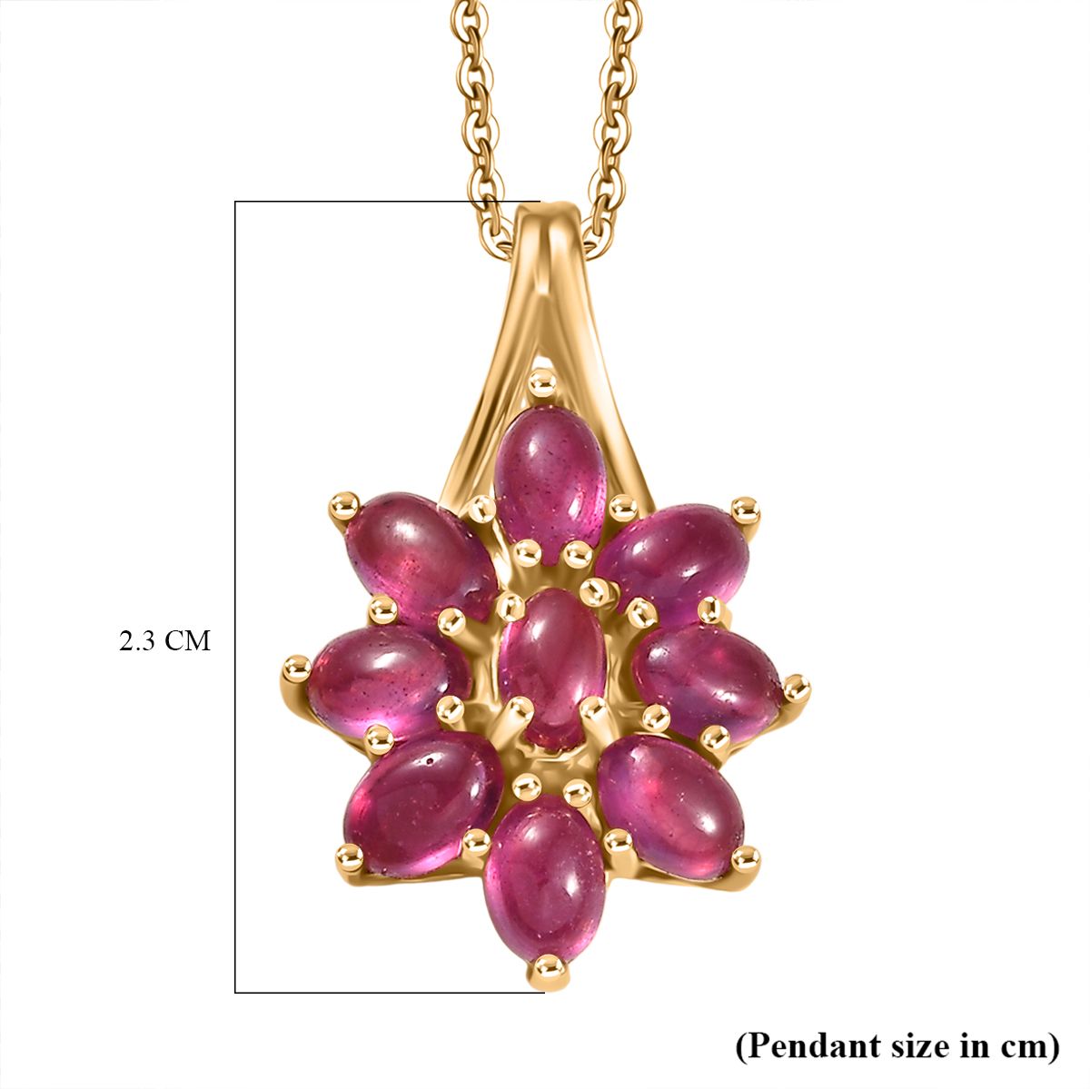 D'Joy Fissure Filled Ruby Floral Pendant with Chain (Size 20) in Yellow Gold Plated Sterling Silver 3.56 Ct. V32538382 6