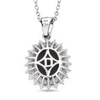 D'Joy Chantaburi Black Star Sapphire & Moissanite Cabochon Halo Pendant with Chain (Size 20) in Rhodium Overlay Sterling Silver 11.98 Ct._4422043_4
