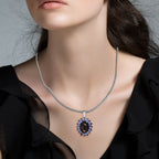 D'Joy Chantaburi Black Star Sapphire & Tanzanite Pendant with Chain (Size 20) in Rhodium Overlay Sterling Silver 14.44 Ct._4422053_2