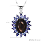 D'Joy Chantaburi Black Star Sapphire & Tanzanite Pendant with Chain (Size 20) in Rhodium Overlay Sterling Silver 14.44 Ct._4422053_5