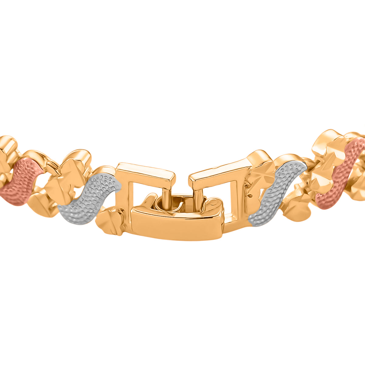2 Piece Set - Bracelet (Size 7) &amp; Hoop Earrings with Clasp in Tri Colour Tone 4423873 5