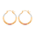 2 Piece Set - Bracelet (Size 7) & Hoop Earrings with Clasp in Tri Colour Tone_4423873_6