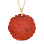 D'Joy - Enhanced Red Jade and White Fresh Water Pearl Flower Design Pendant with Chain (Size 20) in Yellow Gold Plated Sterling Silver 70.00 Ct._4424086_4