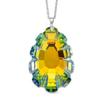 Yellow Crystal Pendant with Chain (Size 24) in Silver Tone (60x39)_4424660