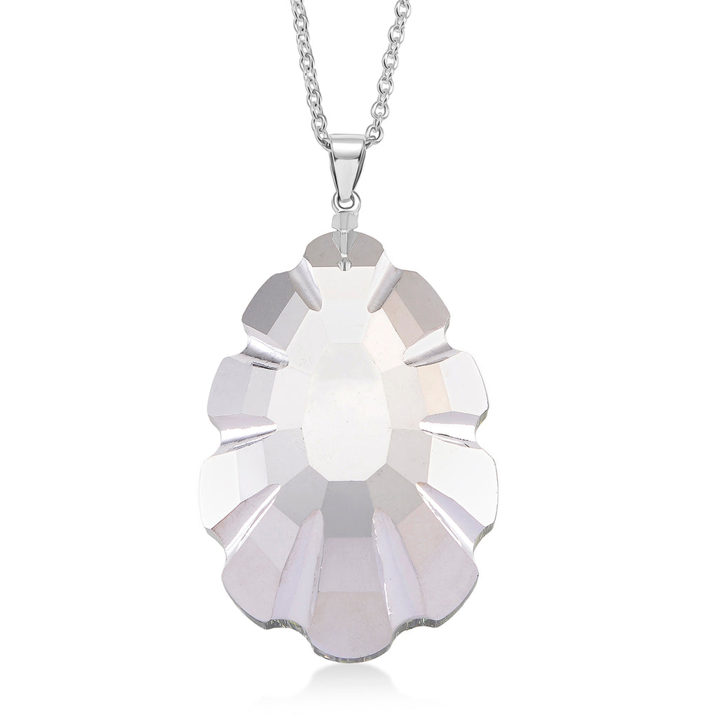 Green Magic Color Crystal Pendant with Chain (Size 24) in Silver Tone (60x39)_4424661_4