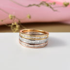 D'Joy Set of 3 - White Diamond Ring in Rhodium Overlay & 18K Vermeil Yellow & Rose Gold Plated Sterling Silver 0.51 Ct, Silver Wt. 5.50 Gms._4424930_1