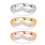 Set of 3 -  D'Joy White Diamond Ring in Rhodium Overlay and 18K Yellow Gold Vermeil and 18K Rose Gold Vermeil Sterling Silver 0.50 Ct._4424942
