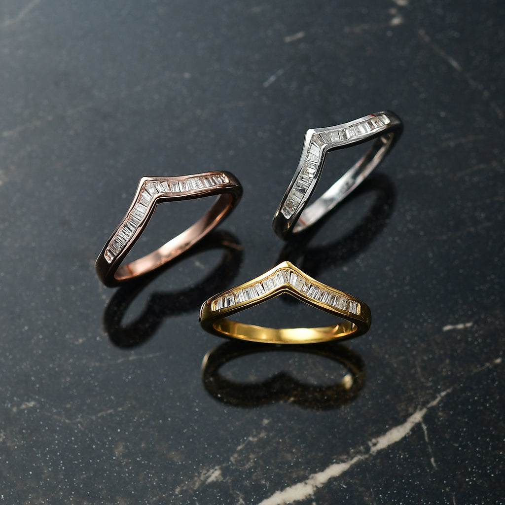 Set of 3 -  D'Joy White Diamond Ring in Rhodium Overlay and 18K Yellow Gold Vermeil and 18K Rose Gold Vermeil Sterling Silver 0.50 Ct._4424942_1
