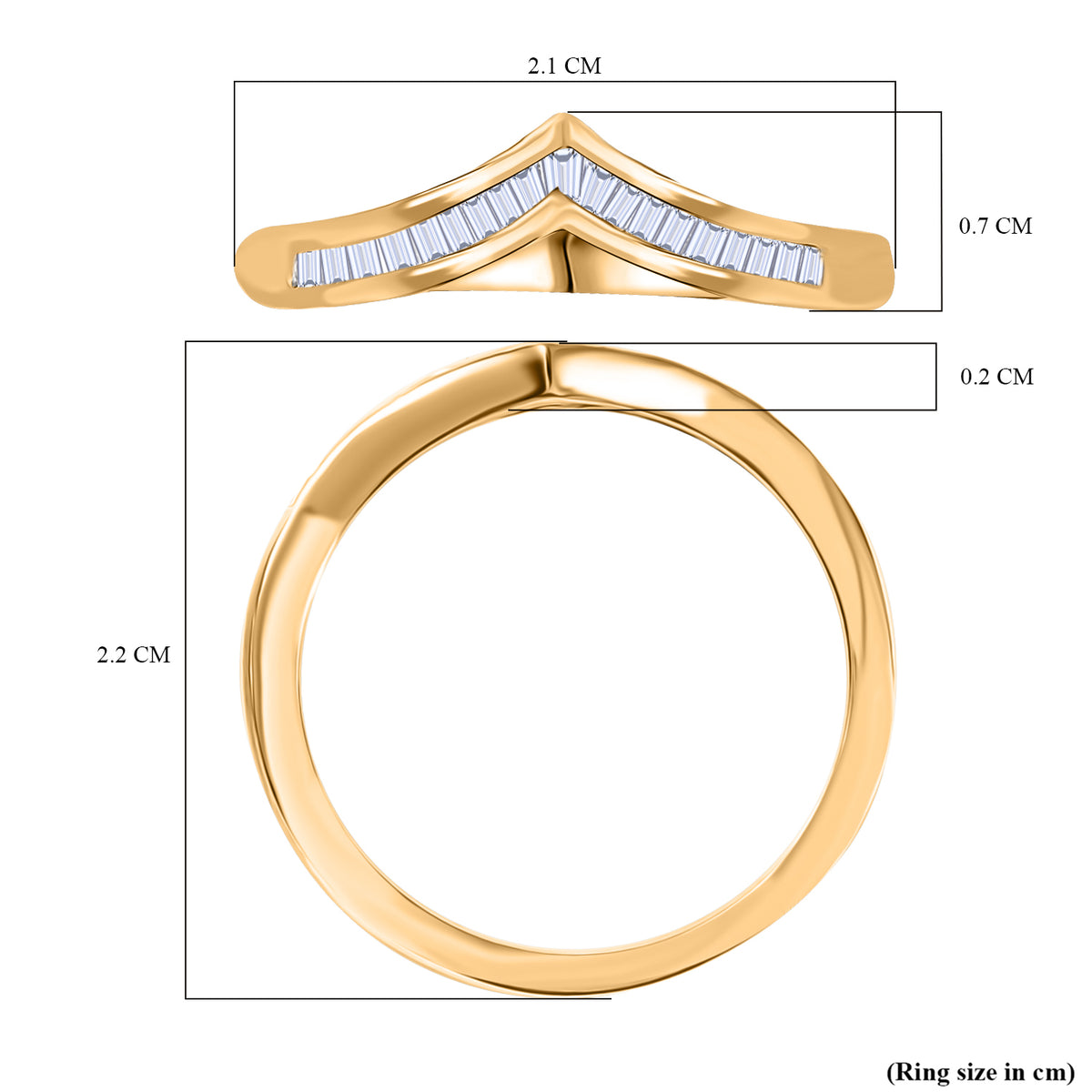 Set of 3 -  D'Joy Natural White Diamond Stackable Wishbone Ring in Rhodium Overlay and 18K Yellow Gold Vermeil and 18K Rose Gold Vermeil Sterling Silver 0.50 Ct. V32639459 6