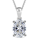 Luxuriant Oval Cut Lab Grown Diamond (SI/GH) Pendant with Chain (Size 18 + 2 Ext) in Rhodium Overlay Sterling Silver 1.00 Ct._4424961