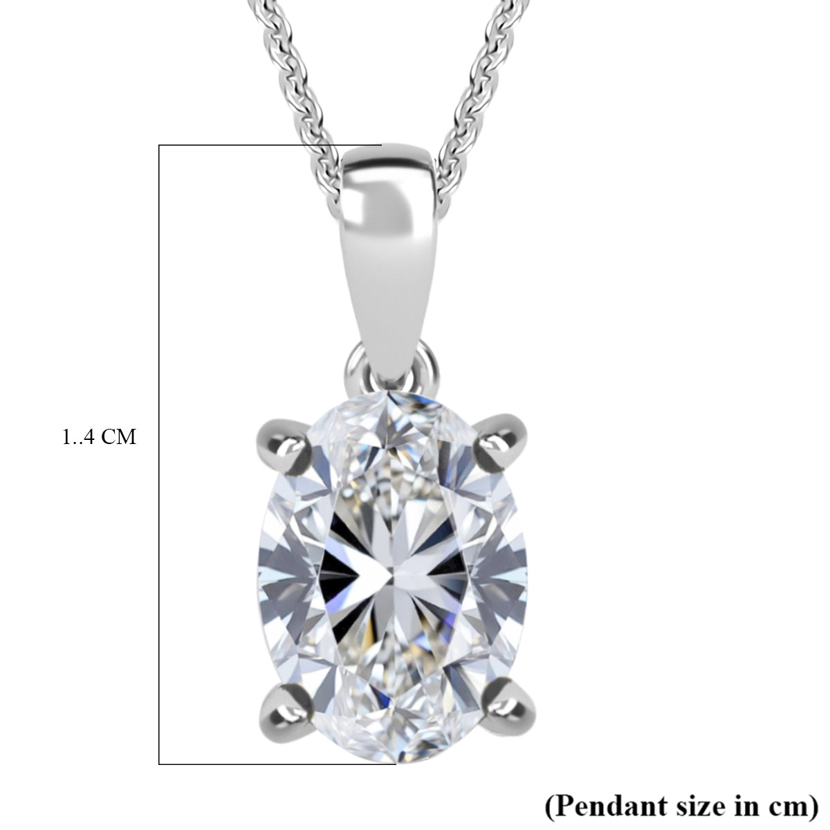 LUXURIANT 1 Ct. Lab Grown Diamond Solitaire Pendant with Chain in Rhodium Overlay Sterling Silver, 20 Inch 4424961 5