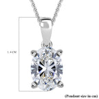 Luxuriant Oval Cut Lab Grown Diamond (SI/GH) Pendant with Chain (Size 18 + 2 Ext) in Rhodium Overlay Sterling Silver 1.00 Ct._4424961_4